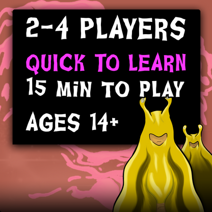 SATANIMALS: Annihilation game info - player count, learning curve, play time, and target age group. 2-4 players, 15 minutes, 14+